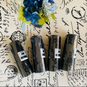 Set of 4 Ashland Black Pillar Candles in Suede Scent
